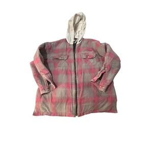 VINTAGE Rugged Outfitters Hooded Quilted Flannel Jacket Buffalo Plaid Shacket XL